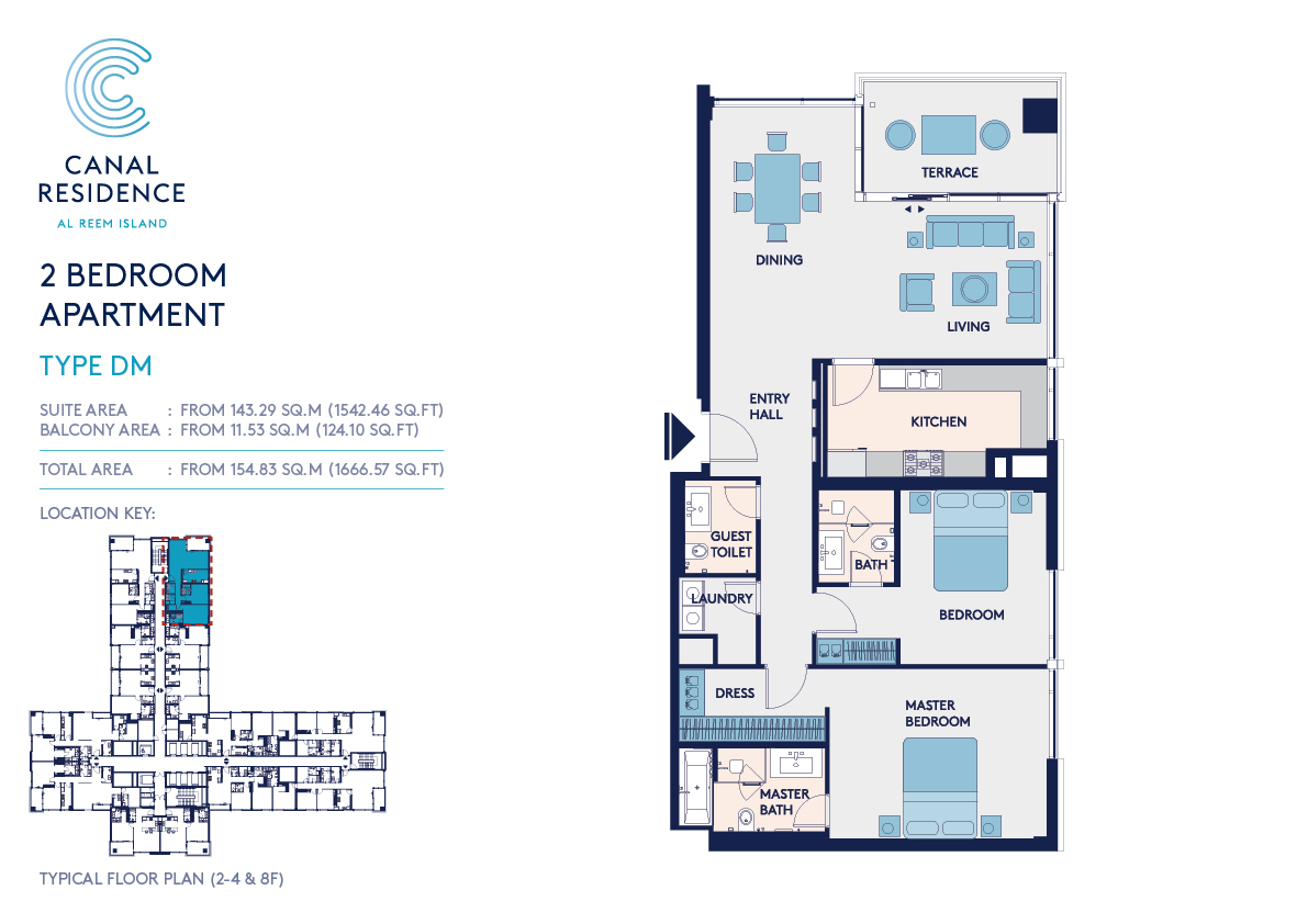 Canal Residence - 2 Bedroom Apartment Floor Plan - Type DM